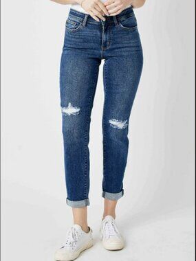Slim fit distressed jeans